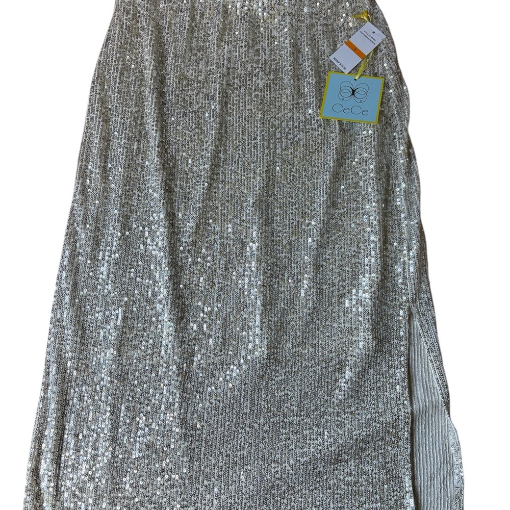 CeCe Silver Sequin Skirt